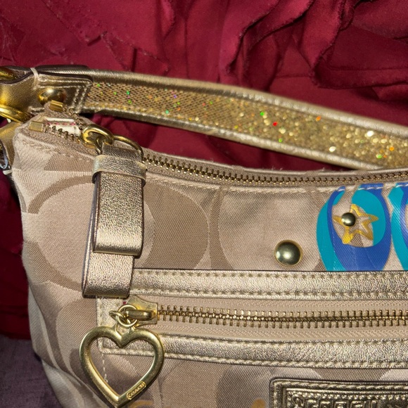 Coach Tan and Blue Mini Bag with Colorful Design - Picture 2 of 9